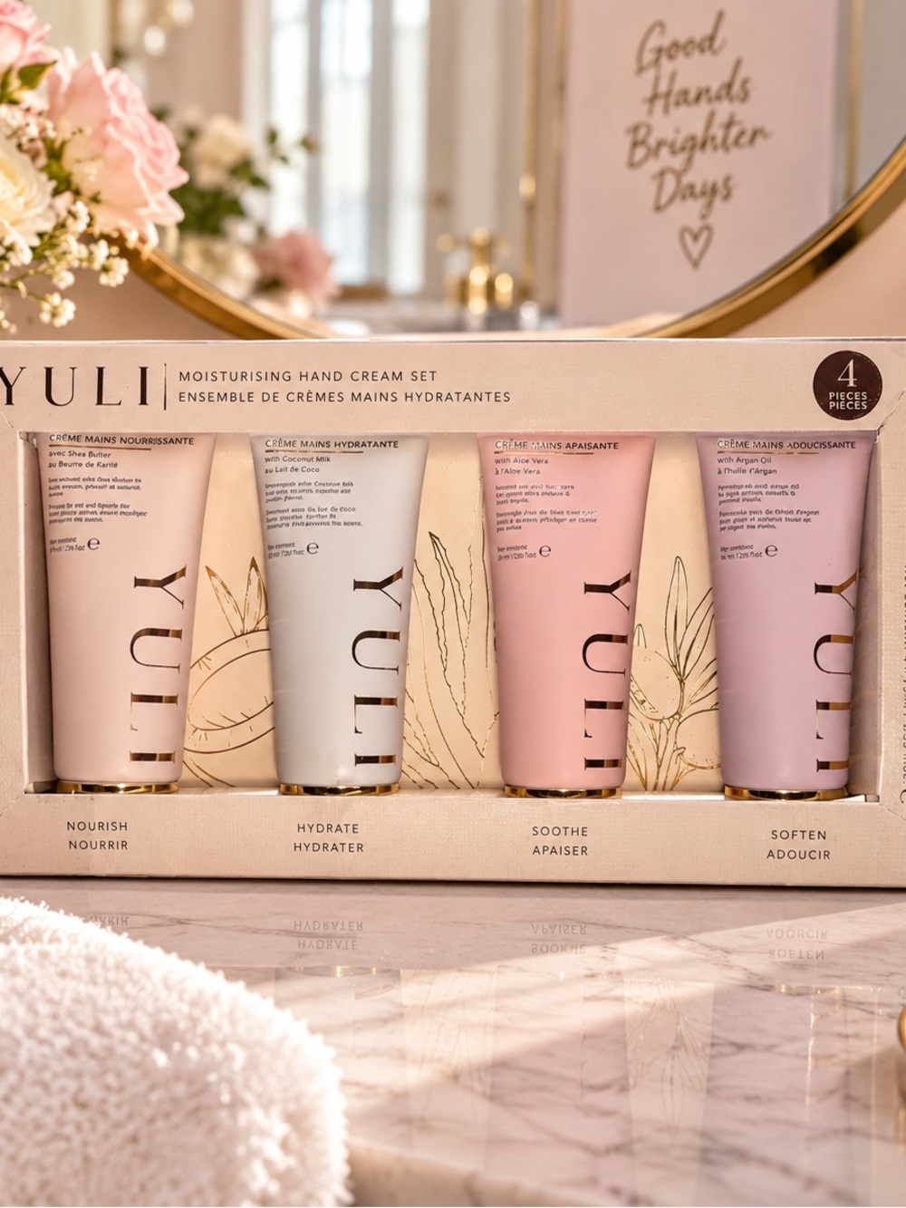 YUNI Moisturising Hand Cream Set — Pastel Pink & Cream